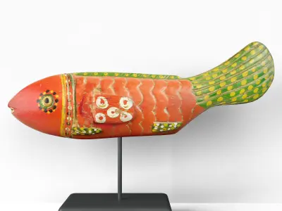 Mali Wood Bozo Fish Puppet 4 3D model