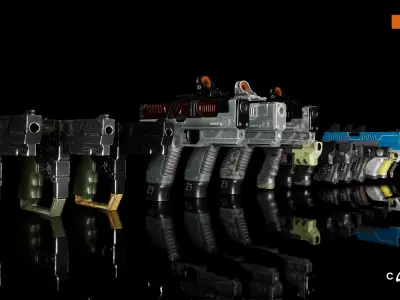 Cyberpunk Handguns Low-poly 3D model