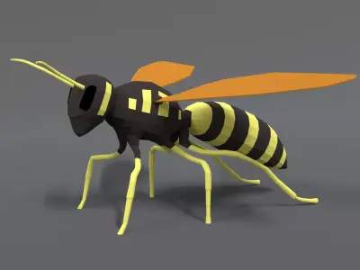 Low Poly Cartoon Hornet  Low-poly 3D model