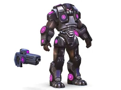 Sci-Fi Male Cyborg - Man Drone Heavy Trooper Bandit Low-poly 3D model