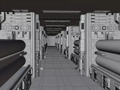 Sci-Fi Dark Corridor Looping Animation 3D model