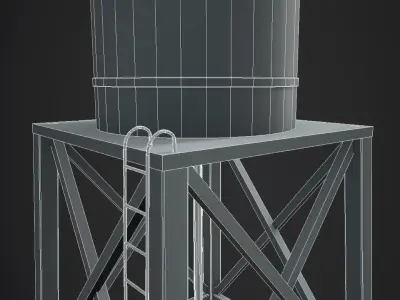 Old Water Tower Low-poly 3D model