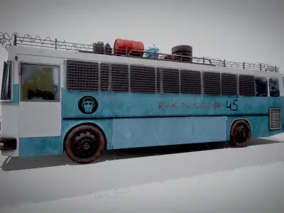 Post-Apocalyptic Bus Low-poly 3D model