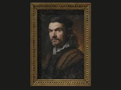 Old Portrait Painting of Man Low-poly 3D model
