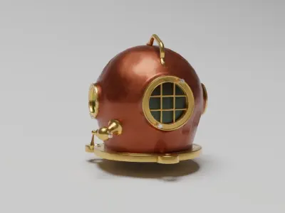 Hard hat dive helmet 3D model