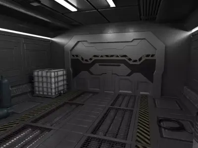 Space Ship Hallway Low-poly 3D model