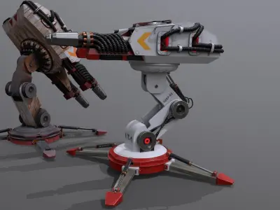 Sci-Fi laser Turret 4 Low-poly 3D model