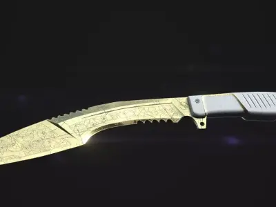 Kukri knife high-poly and Low-poly 3D model