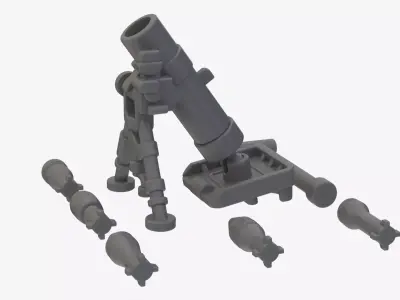 Detailed Lego Bazooka Rocket Launcher 3D model