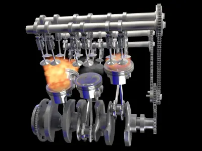Internal V6 Engine Animation 3D model