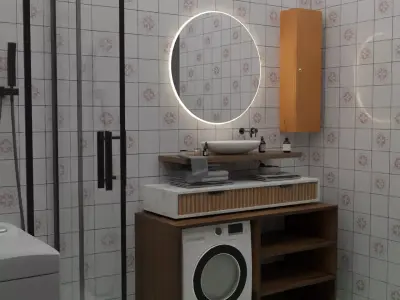 Modern Mini Bathroom Interior Design Free low-poly 3D model