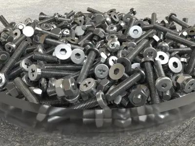 Nut and Bolt Package 4 Basic Version Low-poly 3D model