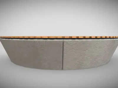 Cement Circular Bench  Low-poly 3D model