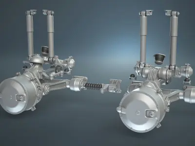 BTR-4E or BTR-80 Suspension and Wheel High-Poly 3D model