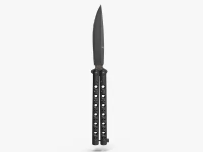 Balisong Butterfly Knife Black Low-poly 3D model