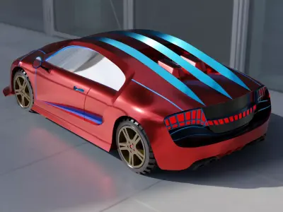 bugatti veyron and audi r8 Free low-poly 3D model