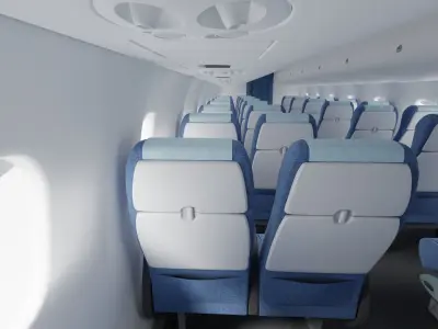 Airplane-Interior 3D model interior of airplane with seats Low-poly 3D model