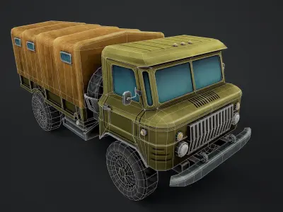 GAZ-66 Truck Game Ready Low-poly 3D model
