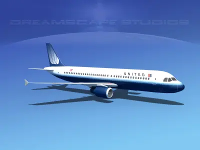 Airbus A320 LP United Airlines 2 Low-poly 3D model
