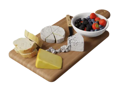  Four Cheeses &amp; Mixed Berries Food Platter Models 