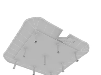 Helipad 2 bench Low-poly 3D model