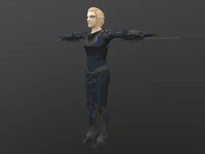 scifi female character Low-poly 3D model