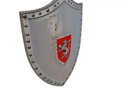Dented Medieval Steel Shield 3D model