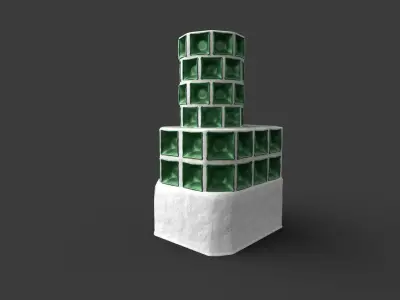 Late medieval tiled stove - variant B Low-poly 3D model