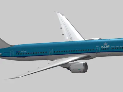 Boeing 787-9 KLM Royal Dutch Airlines Low-poly 3D model