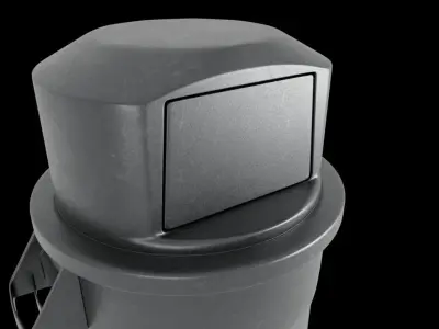 Commercial Plastic Round Trash Can and Dome Top Lid 3D model 3D model