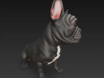 French Bulldog Dog Realistic 3D Model - Low Poly Realistic Low-poly 3D model