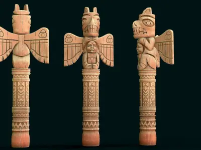 Stylized Wood Totem 7 Low-poly 3D model