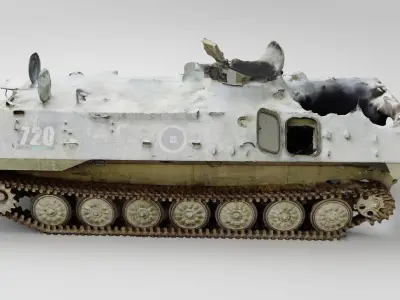 russian MT-LB multi-purpose towing vehicle destroyed in Ukraine 3D model