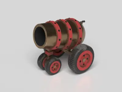 Mini Cannon - Bronze Low-poly 3D model