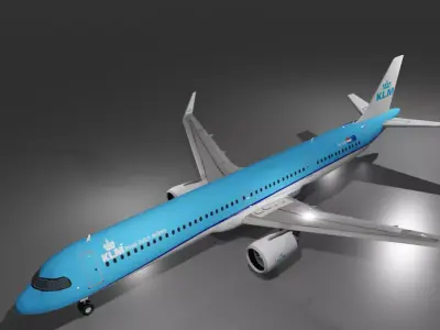 KLM Airbus a321neo low poly 3D Model  Low-poly 3D model