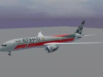 Etihad Airways Boeing 787-9 Formula 1 livery  Low-poly 3D model