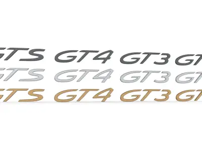 GTS GT2 GT3 GT4 Porsche emblem nameplate 3D model