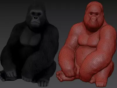 Deco Figurine Monkey Gorilla Side XL Free low-poly 3D model