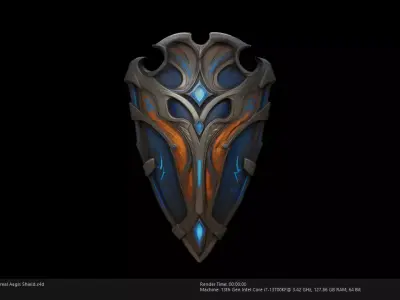Low Poly Stylized Ethereal Aegis Shield Low-poly 3D model