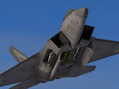 F-22A Raptor Rigged Low-poly 3D model