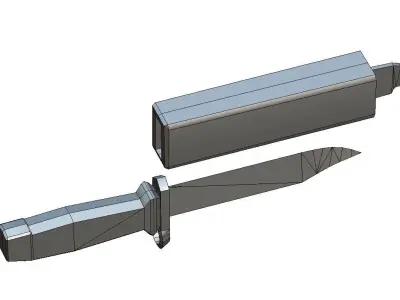 Bayonet Knife with Scabbard UTD Training RK  Low-poly 3D model