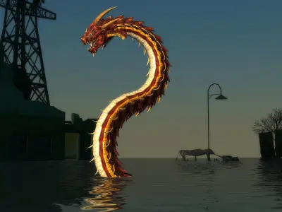 3Dfoin - Dragon Worm Low-poly 3D model