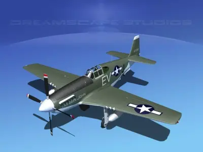 North American P-51B Mustang V12 3D model