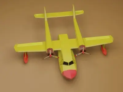 Float Plane - Low Poly - Game Ready - PBR - 3D MODEL Low-poly 3D model