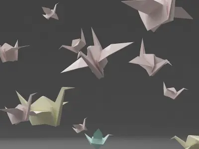Origami Birds 3D model