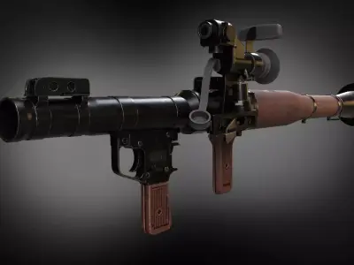 RPG 7 gun with scope Low-poly 3D model