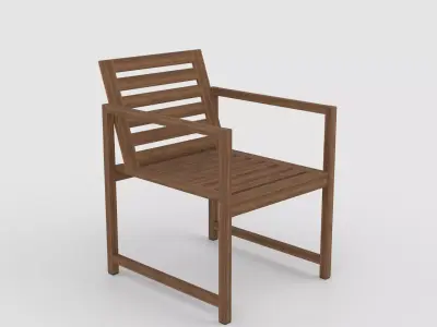 Wooden Chair Low-poly 3D model 19
