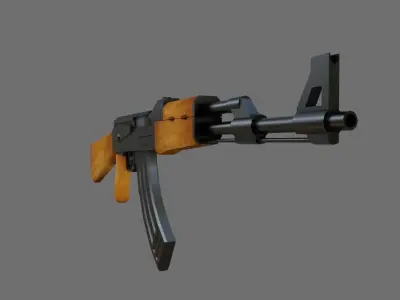 AK-47 Rifle Light wood - Machinegun - Fuzil - Metralhadora Low-poly 3D model