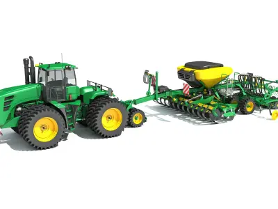 Tractor and Seed Drill 3D model purchase