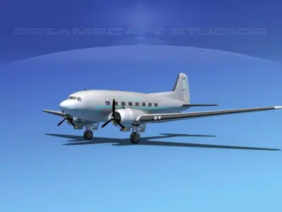 Douglas DC-3 Aigle Azure 3D model